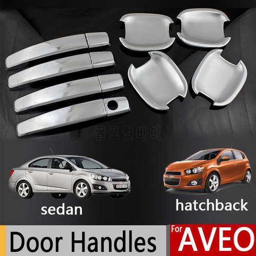 For Chevrolet Aveo Sonic Holden Barina Chrome Door Handle Covers 2012-2016 Chevy Sedan Hatchback Accessories Car Styling