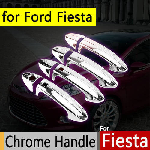 for Ford Fiesta New Fiesta Chrome Door Handle Trim Set of 4Pcs 2008-2016 Accessories Stickers Car Styling Mk6 Sedan Hatchback