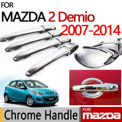 for Mazda 2 Demio Accessories Chrome Door Handle Luxury No Rust 2007-2014 2008 2009 2010 2011 2012 2013 Car Sticker Car Styling