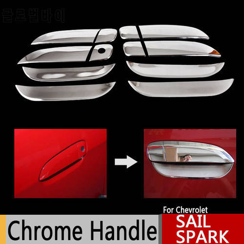 for Chevrolet Sail 2010-2015 Sail Classic Chrome Door Handles Covers Chevy Chromium Styling Car Accessories Stickers Car Styling