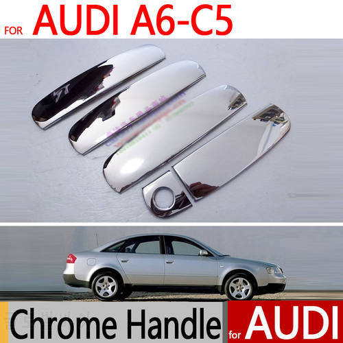 for Audi A6 C5 Accessories Chrome Door Handle Stainless Steel 1997 1998 1999 2000 2001 2002 2003 2004 Sticker Car Styling