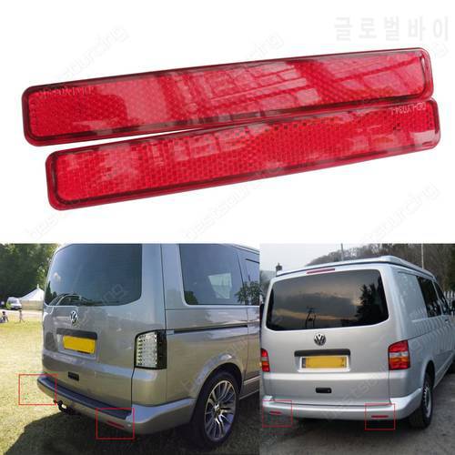 ANGRONG 2x Red Rear Bumper Reflector Light Left Right For VW Transporter T5 2003-11 Multivan