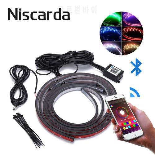 Niscarda 4PCS 12V IP65 App Control RGB LED Strip Under Car 60 90 120cm Tube Underglow Underbody System Neon Light