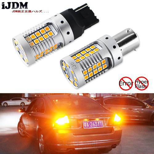 iJDM Car 7440 LED No Hyper Flash Amber Yellow 48-SMD 3030 LED T20 W21W 1156 7507 BAU15S LED Bulbs For Turn Signal Lights,Canbus