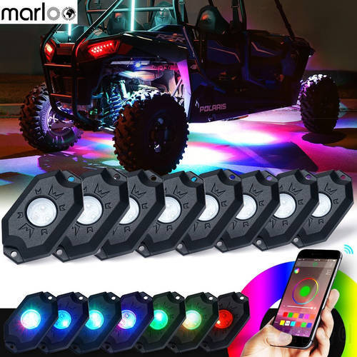Car 8 Pods RGB LED Rock Lights with Bluetooth Controller Remote Multicolor Neon LED Light Kit for Timing Music Mode Flashing