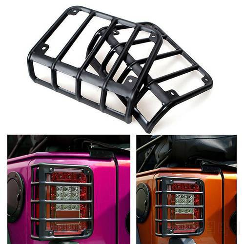 Pair Matte Black Rear Euro Tail Light Guard Cover Protector 2007-2016 for Jeep Wrangler JK Unlimited auto products Lantsun