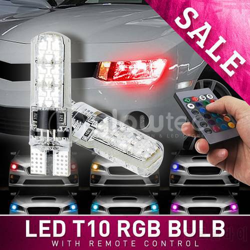 2 Pieces T10 W5W LED Car Lights LED Bulbs RGB With Remote Control 194 168 501 Strobe Led Lamp Reading Lights White 12V GLOWTEC