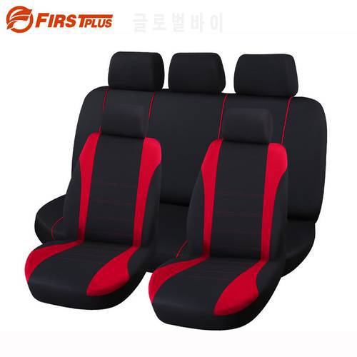 9 Set Full Seat Covers Universal Fit Elastic Polyester Car Crossovers Front Back Seat Cover Auto Chair Car Styling Red Gray