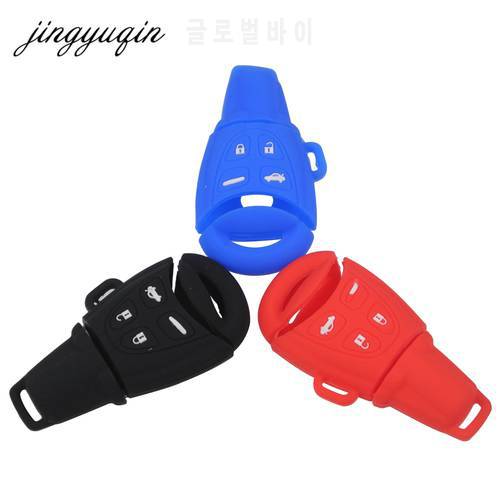 jingyuqin Skin Silicone Rubber Car Key Cover For SAAB 9-3 9-5 93 95 Remote Smart Key Fob Cover 4BTN