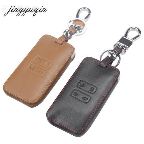 jingyuqin Leather Car key Card Cover Case fit for Renault Koleos Kadjar Keychain Wallet Protector Holder