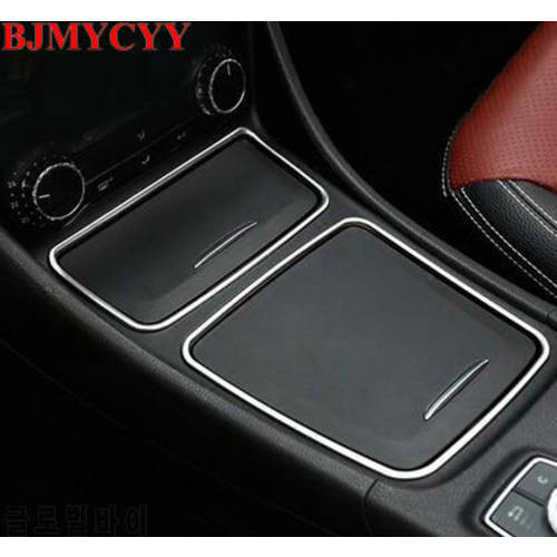 BJMYCYY 2pcs Center Console Storage Box Cigarette Ashtray Holder Cover Trim sticker For Mercedes Benz CLA GLA Class W176 C117