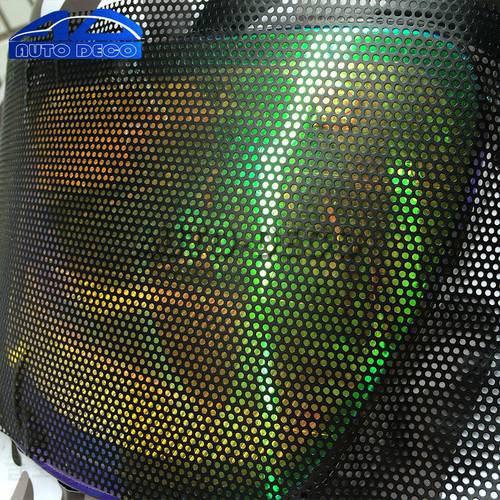 Fly Eye Perforated Tint Mesh Film Black One Way Vision Car Scooter Motorcycle Headlight Rear Light Decal Sticker 107cmx50cm