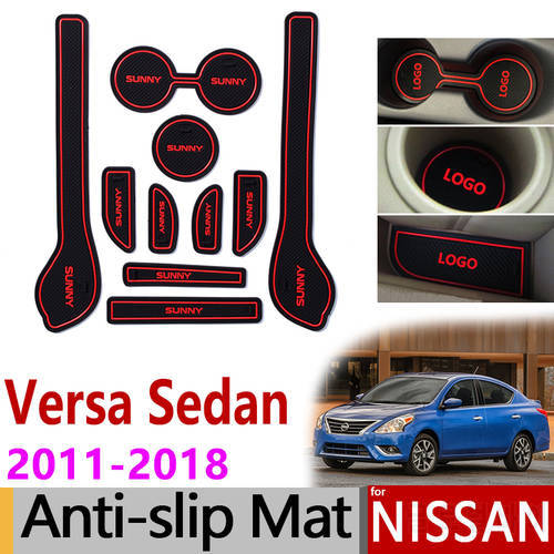 Anti-Slip Rubber Gate Slot Mat for Nissan Versa Sedan N17 Almera Sunny Latio 2011 2012 2013 2014 2015 2016 2017 2018 Accessories