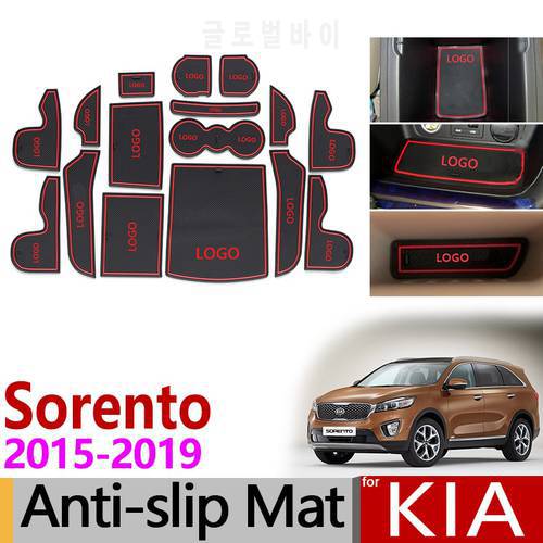 Anti-Slip Gate Slot Mat Rubber Coaster for KIA Sorento 2015 2016 2017 2018 2019 Sorento Prime UM MK3 Accessories Car Stickers