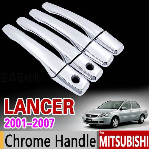 for Mitsubishi Lancer 2001 - 2007 Chrome Door Handle Cover Trim Set 2002 2003 2004 2005 2006 Accessories Stickers Car Styling