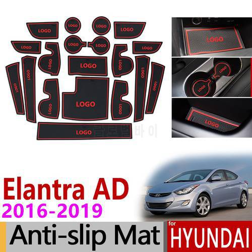 Anti-Slip Gate Slot Mat Rubber Coaster for Hyundai Elantra 2016 2017 2018 2019 AD Avante Super Elantra Sport Accessories Sticker