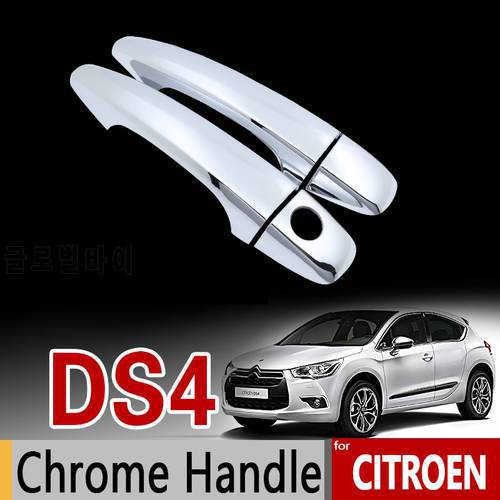 for Citroen DS4 2010 - 2017 Chrome Handle Cover Trim Set DS 4 2011 2012 2013 2014 2015 2016 Car Accessories Stickers Car Styling