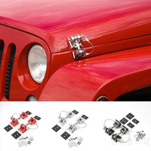 SHINEKA Retro Style Car Hood Lock Latch Catch Engine Protection Hood Pin Kit for Jeep Wrangler JK 2007 Up Accessories Styling