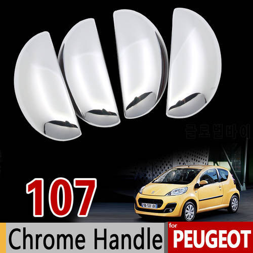 for Peugeot 107 Chrome Handle Cover Trim Set 2005 2006 2007 2008 2009 2010 2011 2013 2014 Car Accessories Stickers Car Styling