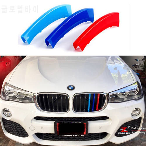 For 2011 to 2018 BMW X3 X4 F25 F26 G01 G02 3D styling M Front Grille Grills Trim Strips Cover performance Decoration Stickers