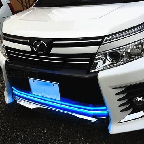 JY SUS304 Stainless Steel+ABS Illuminated Bumper Grille LED Trim Car Styling Cover Accessories for Toyota Voxy Noah 2014-2016