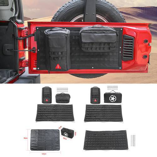 SHINEKA Car Accessories Tail Door Storage Bags Tool Kit Organizer Camping Mat for Jeep Wrangler JK JL 2007-2018+