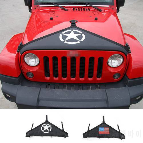 SHINEKA Hood Cover for Jeep Wrangler JK 2007+ Canvas Car Head Engine Decoration Cover Accessories for Jeep Wrangler JK 2007-2017