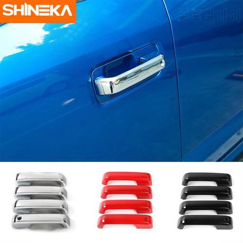 SHINEKA B Style ABS Shiny Door Handle Cover Trims Sticker with Smart Keyhole for Ford F150 2015+