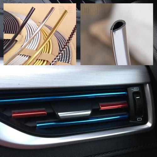 Car Styling Interior Chrome U Shape DIY Air Condition Air Vent Grille Trim Outlet Blade Decor Strip 1M/2M/3M Universal