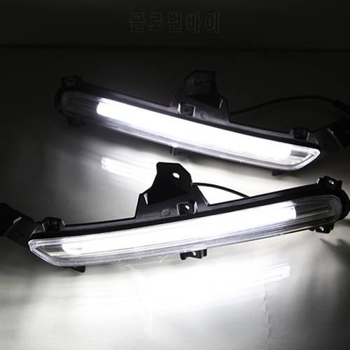 Car Flashing 2Pcs LED Daytime Running Lights for Kia Rio 2015 2016 K2 drl fog lamp 12V ABS DRL Driving lights with turn signals