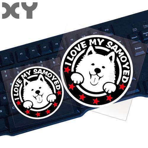 XY Pet Animal Stickers Cute Dog Vinyl Stickers Funny Samoyed Car Front Window Reflective Waterproof Decal