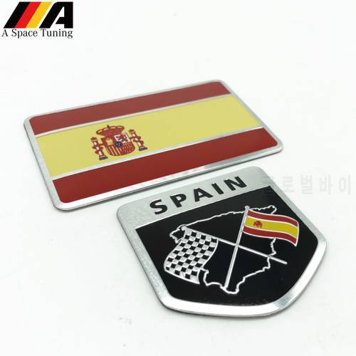 Car Styling 3D Aluminum Spain Flag National Flag Shield Emblem Badge Motorcycle Accessories for Seat Leon Ibiza Ford Citroen VW