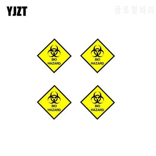 YJZT 10CM*10CM 4X Car Styling Bio Hazard Sign Warning Mark Lnterest Reflective Sticker Decal C1-7557
