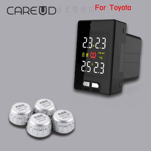 CAREUD TPMS For Toyota Tire Pressure Wireless 4pcs MINI External Sensor Replaceable Battery Car Alarmcar Alarm Security System