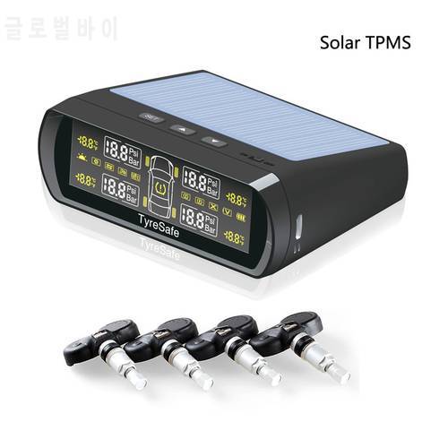Latest TyreSafe TP400 TPMS with Colorful Solar Auto charged Display Best Tire pressure monitoring systerm Freeshipping