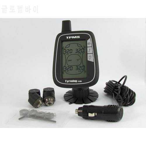 Hot Wholesale Tyredog TD1460 big LCD Wireless Tire Pressure Monitor System TPMS - Black Free shipping