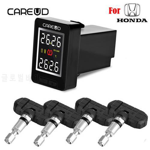 For Honda CAREUD U912 Car electronics Wireless TPMS Tire Pressure Monitoring System Built-in Sensor LCD Display Embedded Monitor