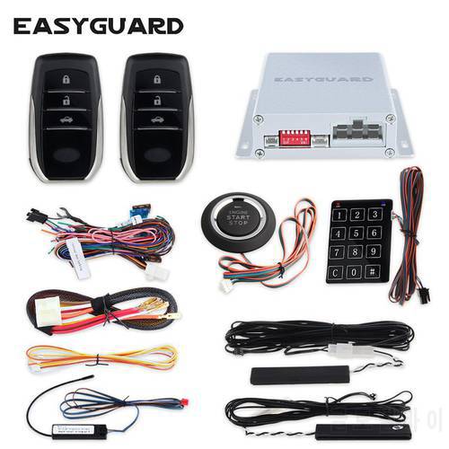 EASYGUARD smart key PKE car alarm system with remote engine start push button start touch password keypad auto lock unlock dc12v
