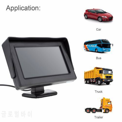 4.3 Inch HD 480 x 234 Resolution DC 6-32V 2-Channel Video Input TFT-LCD Car Rearview Monitor for Rear View Camera / DVD / VCD