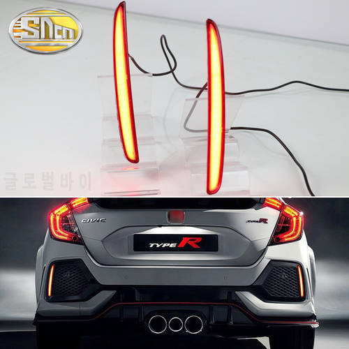 2PCS For Honda Civic Hatchback 2016 - 2020 Multi-function LED Rear Fog Lamp Auto Brake Light Dynamic Turn Signal Reflector