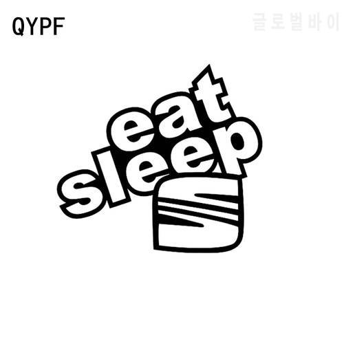 QYPF 16.8cm*15.4cm Funny Eat Sleep Seat Vinyl Car-styling Car Sticker Decal Black Silver Graphical C15-1655