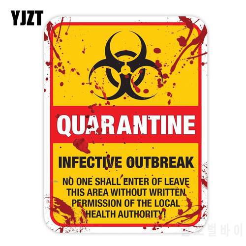 YJZT 15x20CM Funny ZOMBIE Warning Quarantine Infected Area Caution Retro-reflective Car Sticker Decals C1-8023