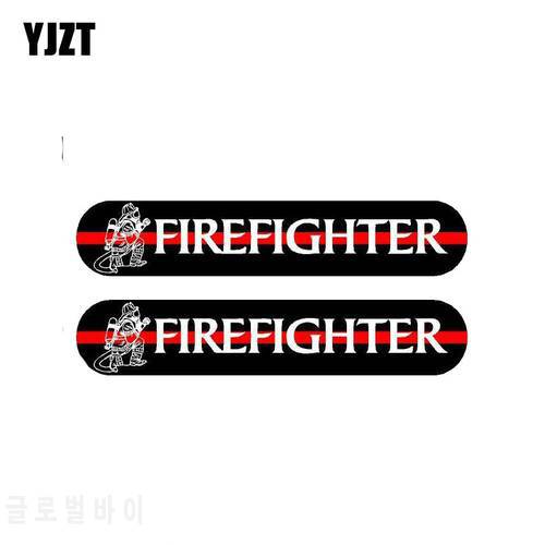 YJZT 2X 13CM*2.4CM A Funny Fireman Car Sticker Reflective Decal PVC 12-0497