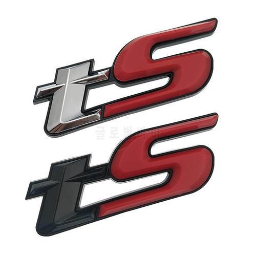 TS Logo Silver Red Aluminum 3D Car Sticker Emblem Badge Chrome Decal for Subaru Forester BRZ WRX STI Car Styling Accessories