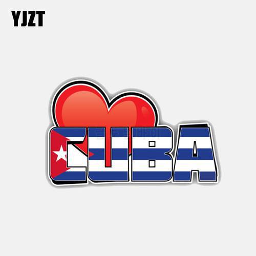 YJZT 11.4CM*7CM Personality Cuba Heart Flag Motorcycle Helmet Decal Car Sticker 6-3025