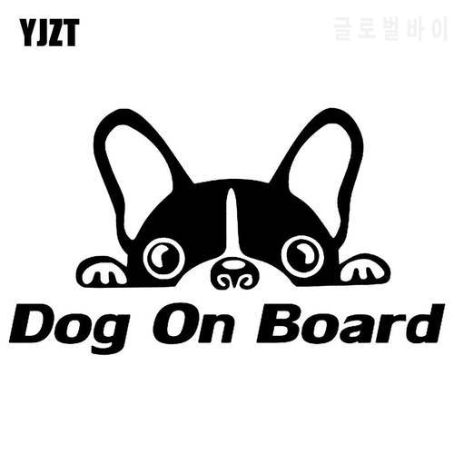 YJZT 15CM*8.2CM Dog On Board Car Vinyl Decal Sticker Bulldog Puppy Funny Cute Animal Black/Silver C10-00696