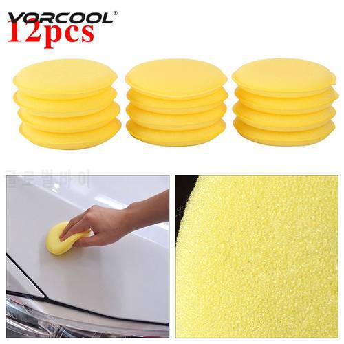 12Pcs Car Waxing Polish Wax Foam Sponge Applicator Pads 10CM Yellow Cleaning Sponge Clean Washer Washing Tool Car Care