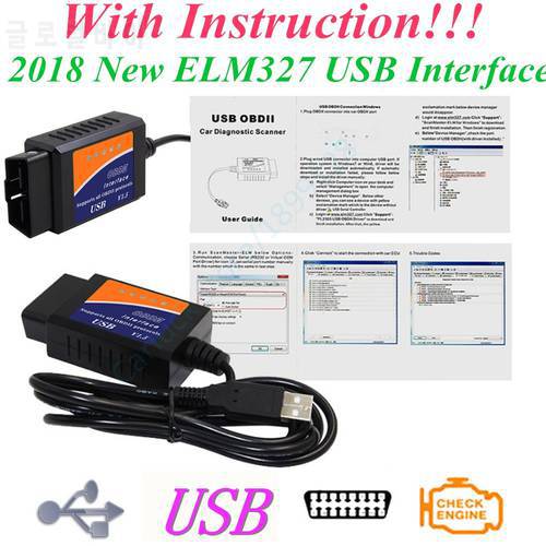 User Guide ELM 327 V1.5 OBD 2 ELM327 USB Interface CAN-BUS Scanner Diagnostic Tool Cable Code Support OBD-II Protocols New