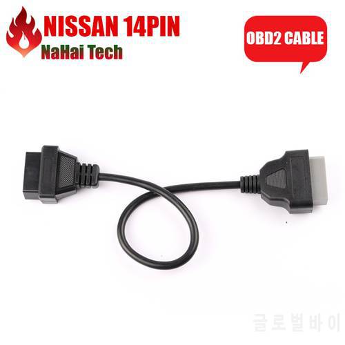 For Nis-san 14PIN Male to DLC 16PIN Female OBDII Cable 14 PIN to 16 PIN OBD2 Adapter OBD 2 Car Diagnostic Connector