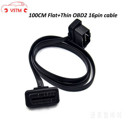 VSTM 100CM OBD2 16 Pin Flat+OBDII OBD 2 ELM327 Male To Dual Female Y Splitter Elbow 60CM Extension Connector Cable